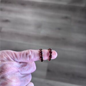 14K Yellow Gold & Garnet Hoop Earrings